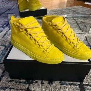 Balenciaga Bright Yellow Lace-Up Sneakers